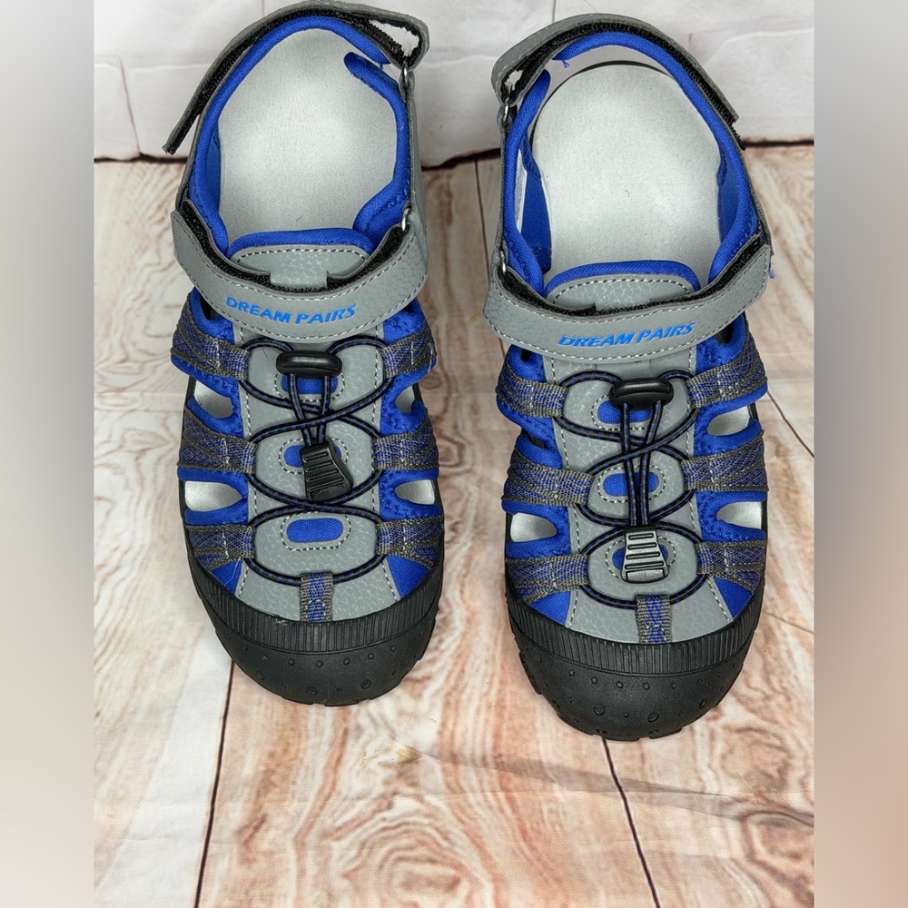 NWOT Dream Pairs Kids‎ Sport Sandals Blue & Gray Adjustable Outdoor Shoes Size 5